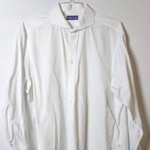 Ralph Lauren 100% Cotton White Woven Men's Dress Shirt XL/XXL